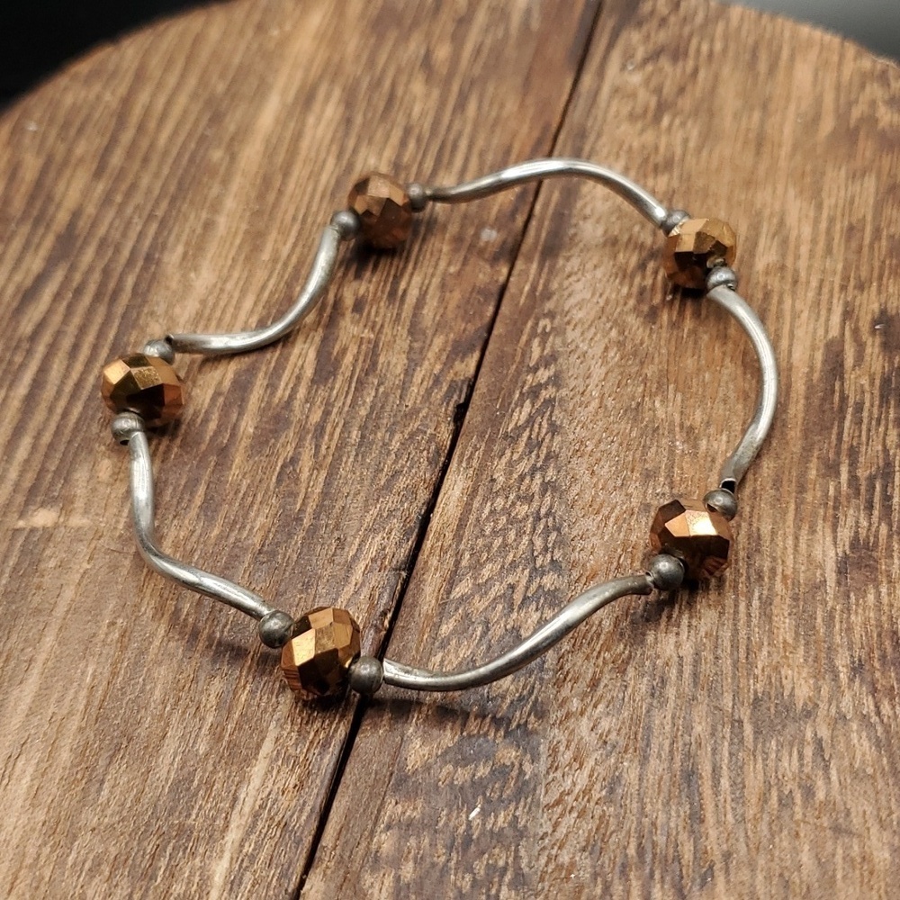 B2816 mocha champagne crystal party bracelet‎ stretch